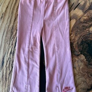 Nike Girls Light Pink Flared Sweatpants with Hem Logo